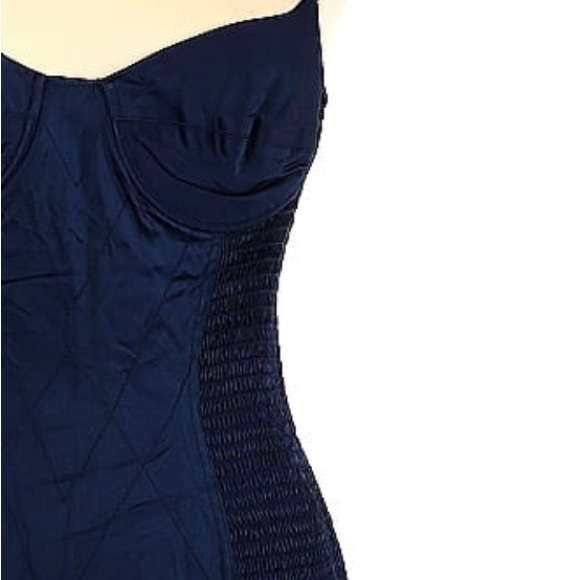 Last call - donating Feretti Jeans Gorgeous navy blue thick satin cocktail - Picture 5 of 8